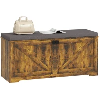HOMCOM Shoe Storage Bench with Padded Seat, Entryway Bench Holds up to 352 lb, Shoe Organizer, 8 Pairs, Rustic Brown(m-2)
