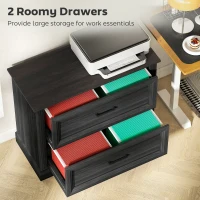 HOMCOM Lateral Filing Cabinet, Farmhouse File Cabinet with 2 Silent Drawers for Letter/A4/Legal Size Files, Black(m-4)