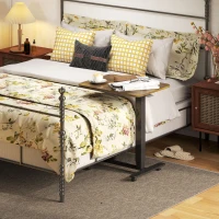 HOMCOM Pneumatic Standing Desk Adjustable Height, Mobile Stand Up Desk with Wheels, 43 Inch Rolling Table, Rustic Brown(m-8)