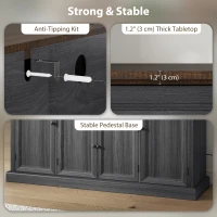 HOMCOM Farmhouse Sideboard with Charging Station and Thickened Top, 58" Buffet Cabinet with 2 Soft-Close Drawers, Black(m-7)