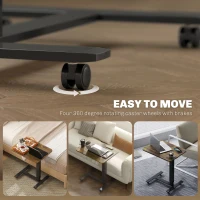 HOMCOM Pneumatic Standing Desk Adjustable Height, Mobile Stand Up Desk with Wheels, 43 Inch Rolling Table, Rustic Brown(m-6)