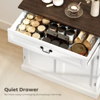 HOMCOM Buffet Cabinet, 32" Farmhouse Sideboard with Thick Top, Quiet Drawer and Adjustable Shelf, White Wood Grain(m-5)