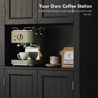 HOMCOM 73" Kitchen Pantry Cabinet, Freestanding Kitchen Hutch with 12 Door Shelves, Adjustable Shelves, Microwave Stand, Black(m-6)