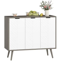 HOMCOM Modern Sideboard and Buffet, Dining Room Cabinet with Adjustable Shelves and 3 Doors, Grey(m-11)