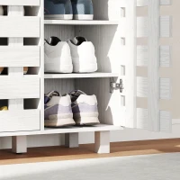 HOMCOM Shoe Cabinet, 20 Pair Shoe Storage Cabinet with Hollowed-Out Doors, White(m-10)