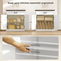 HOMCOM Buffet Cabinet, 32" Farmhouse Sideboard with Thick Top, Quiet Drawer and Adjustable Shelf, White Wood Grain(m-4)