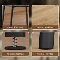 HOMCOM 5 Piece Dining Table Set, Space Saving Round Dining Set for 4 with Metal Frame for Small Spaces, Natural(m-6)