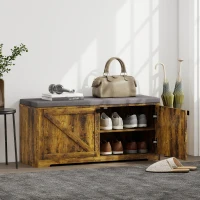 HOMCOM Shoe Storage Bench with Padded Seat, Entryway Bench Holds up to 352 lb, Shoe Organizer, 8 Pairs, Rustic Brown(m-1)