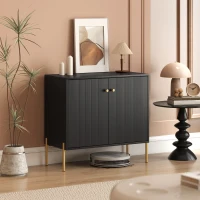 HOMCOM Sideboard, Modern Buffet Cabinet, Coffee Bar Cabinet with Fluted Doors and Adjustable Shelf, Black(m-8)