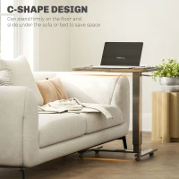 HOMCOM Pneumatic Standing Desk Adjustable Height, Mobile Stand Up Desk with Wheels, 43 Inch Rolling Table, Rustic Brown(m-5)