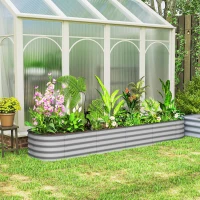 Outsunny 7.9 x 2 x 1ft Galvanized Raised Garden Bed Kit, Metal Planter Box with Safety Edging, Silver(m-8)