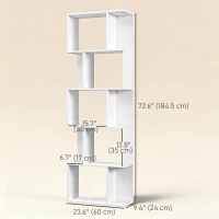 HOMCOM 5-Tier Geometric Bookshelf, S Shaped Bookcase, Modern Freestanding Display Shelf Unit for Home Office, White(m-3)
