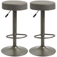 HOMCOM Modern Adjustable Bar Stools Set of 2, Swivel Barstool with Footrest, PU Leather Round Top for Kitchen, Dark Grey(m-11)