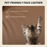 HOMCOM Office Chair with Massage, Pet-Friendly Faux Leather Reclining Desk Chair with Lumbar Support, Footrest, Brown(m-7)