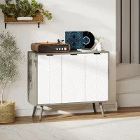 HOMCOM Modern Sideboard and Buffet, Dining Room Cabinet with Adjustable Shelves and 3 Doors, Grey(m-9)