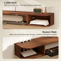 HOMCOM 47" Floating TV Stand for TVs up to 50 Inch, Wall Mounted Media Console with Flip Drawer and 2 Open Shelves, Walnut(m-6)