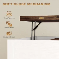 HOMCOM Lift Top Coffee Table, Center Table with 3 Hidden Compartments, 2 Fabric Drawers, Expandable Top and Charging Station(m-9)