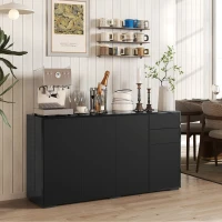 HOMCOM Kitchen Sideboard Storage Cabinet, Modern Coffee Bar Cabinet with Push-Open Design and 2 Drawers for Living Room, Black(m-8)