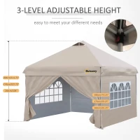 Outsunny 10' x 10' Pop Up Canopy Tent, Instant Sun Shelter, Tents for Parties, with Wheeled Carry Bag, for Outdoor, Garden, Patio, Beige(m-6)