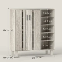 HOMCOM Shoe Storage with Double Doors and Open Shelves 17 Pair Shoe Storage Organizer for Entryway Hallway Light Grey(m-3)