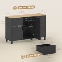 HOMCOM Buffet Cabinet with Soft-Close Doors, Modern Sideboard with 3 Drawers for Living Room, Kitchen, Dining Room, Black(m-3)