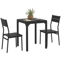 HOMCOM Dining Table Set for 2, 3 Piece Kitchen Table and Chairs with Metal Legs for Small Spaces, Black(m-11)