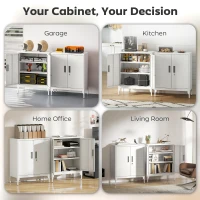 HOMCOM Office Storage Cabinet with Lock, Filing Cabinet with Adjustable Shelves and Doors for Home Office, Garage, White(m-6)