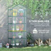 Outsunny 5 Tier Mini Greenhouse, Portable Outdoor Flower Stand with Shelf Clips, Indoor Greenhouse with Steel Frame, Transparent, 27.25" x 19.25" x 76", Clear(m-5)