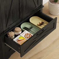 HOMCOM Farmhouse Kitchen Pantry Storage Cabinet, 64" Freestanding Kitchen Pantry Cabinet with Drawers, Distressed Black(m-10)