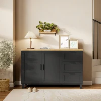 HOMCOM Buffet Cabinet with Soft-Close Doors, Modern Sideboard with 3 Drawers for Living Room, Kitchen, Dining Room, Black(m-10)