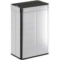 HOMCOM 14.5 Gallon Sensor Can, Automatic Garbage Can with Soft-Close Butterfly Lid, Fingerprint-Proof Stainless Steel, Silver(m-11)