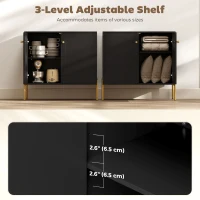 HOMCOM Sideboard, Modern Buffet Cabinet, Coffee Bar Cabinet with Fluted Doors and Adjustable Shelf, Black(m-4)