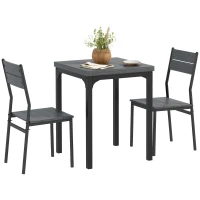 HOMCOM Dining Table Set for 2, 3 Piece Kitchen Table and Chairs with Metal Legs for Small Spaces, Grey Wood Effect(m-11)