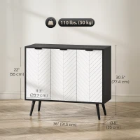 HOMCOM Modern Sideboard and Buffet, Dining Room Cabinet with Adjustable Shelves and 3 Doors, Black(m-3)