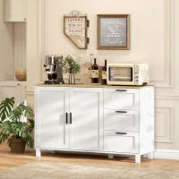 HOMCOM Buffet Cabinet with Soft-Close Doors, Modern Sideboard with 3 Drawers for Living Room, Kitchen, Dining Room, White(m-8)
