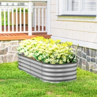 Outsunny 4.9 x 2 x 1ft Galvanized Raised Garden Bed Kit, Metal Planter Box with Safety Edging, Silver(m-9)