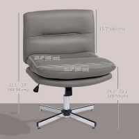 HOMCOM Armless Office Chair, Criss Cross Chair with Adjustable Height & Tilt Function for Home Office, Study, Grey(m-3)
