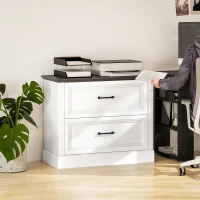 HOMCOM Lateral Filing Cabinet, Farmhouse File Cabinet with 2 Silent Drawers for Letter/A4/Legal Size Files, White(m-9)