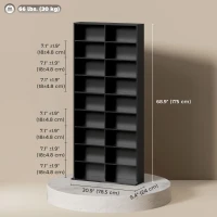 HOMCOM 9-Tier DVD Shelf with 18 Compartments and 14 Adjustable Shelves, Holds 640 CDs, 360 DVDs or 430 Blu-rays, Black(m-3)