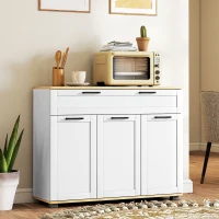 HOMCOM Sideboard Buffet Cabinet, Modern 40" Coffee Bar Cabinet with Wide Drawer, 3 Doors and 2 Adjustable Shelves, White(m-8)