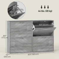 HOMCOM Shoe Storage Cabinet with 4 Flip Drawers, Narrow and Slim, 12 Pair of Shoes Organizer for Hallway, Entryway, Grey(m-3)