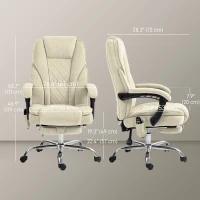 Vinsetto Massage Office Chair, Reclining Computer Chair with Adjustable Height and Footrest, Beige(m-3)