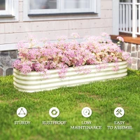 Outsunny 6.4' x 2' x 1' Galvanized Raised Garden Bed Kit, Metal Planter Box with Safety Edging, Cream(m-7)