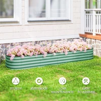 Outsunny 7.9' x 2' x 1' Galvanized Raised Garden Bed Kit, Metal Planter Box with Safety Edging, Green(m-7)