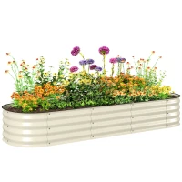 Outsunny 6.4' x 2' x 1' Galvanized Raised Garden Bed Kit, Metal Planter Box with Safety Edging, Cream(m-11)