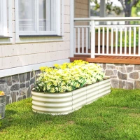 Outsunny 6.4' x 2' x 1' Galvanized Raised Garden Bed Kit, Metal Planter Box with Safety Edging, Cream(m-8)
