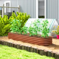 Outsunny 7.9' x 2' x 1' Galvanized Raised Garden Bed Kit, Metal Planter Box with Safety Edging, Brown(m-2)