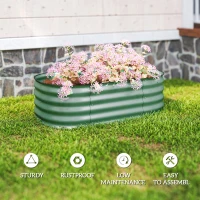 Outsunny 3.4' x 2' x 1' Galvanized Raised Garden Bed Kit, Metal Planter Box with Safety Edging, Green(m-7)