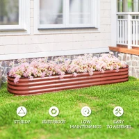 Outsunny 7.9' x 2' x 1' Galvanized Raised Garden Bed Kit, Metal Planter Box with Safety Edging, Brown(m-7)