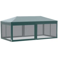 Outsunny 20&#39; x 10&#39; Outdoor Party Tent Gazebo Wedding Canopy with Removable Mesh Sidewalls, Green(m-11)